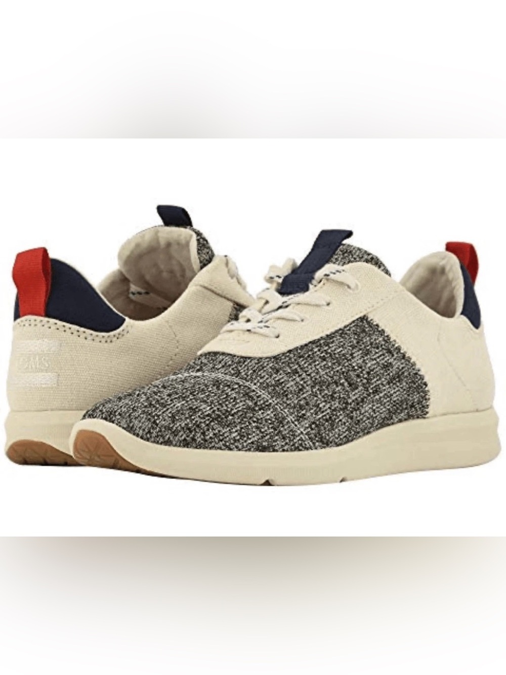 TOMS Brand Del Rey Casual Sneaker - Tan, Grey, Navy, & Red - Women's US Size 7